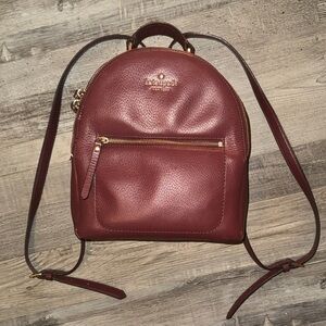 Kate Spade Maroon Leather Backpack